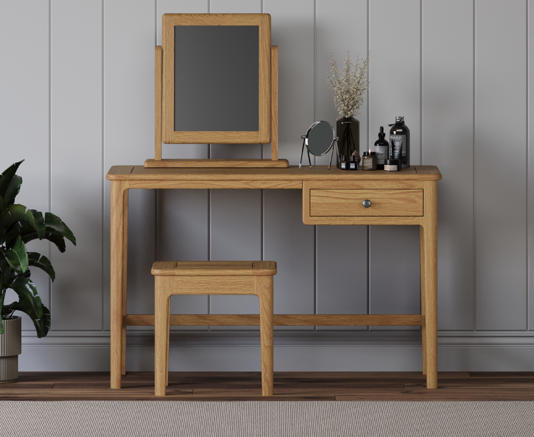 Product photograph of Loxton Solid Oak Dressing Table Set from Oak Furniture Superstore