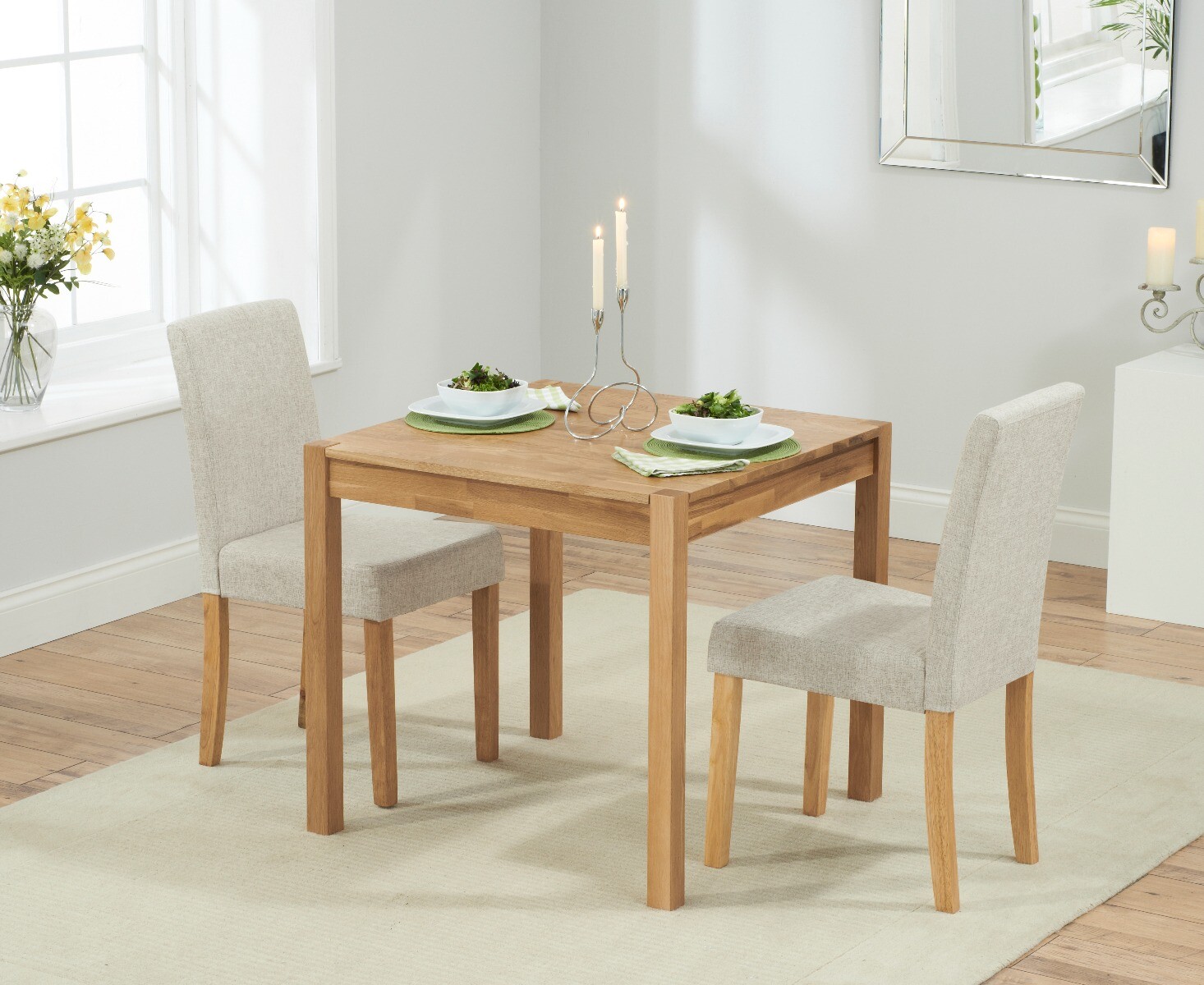Product photograph of York 80cm Solid Oak Dining Table With 4 Charcoal Grey Lila Fabric Chairs from Oak Furniture Superstore
