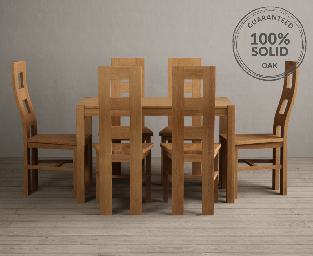 York 120cm Solid Oak Dining Table With 6 Oak Flow Back Chairs