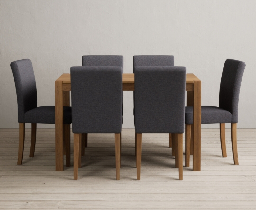 Product photograph of York 120cm Solid Oak Dining Table With 4 Grey Lila Chairs from Oak Furniture Superstore