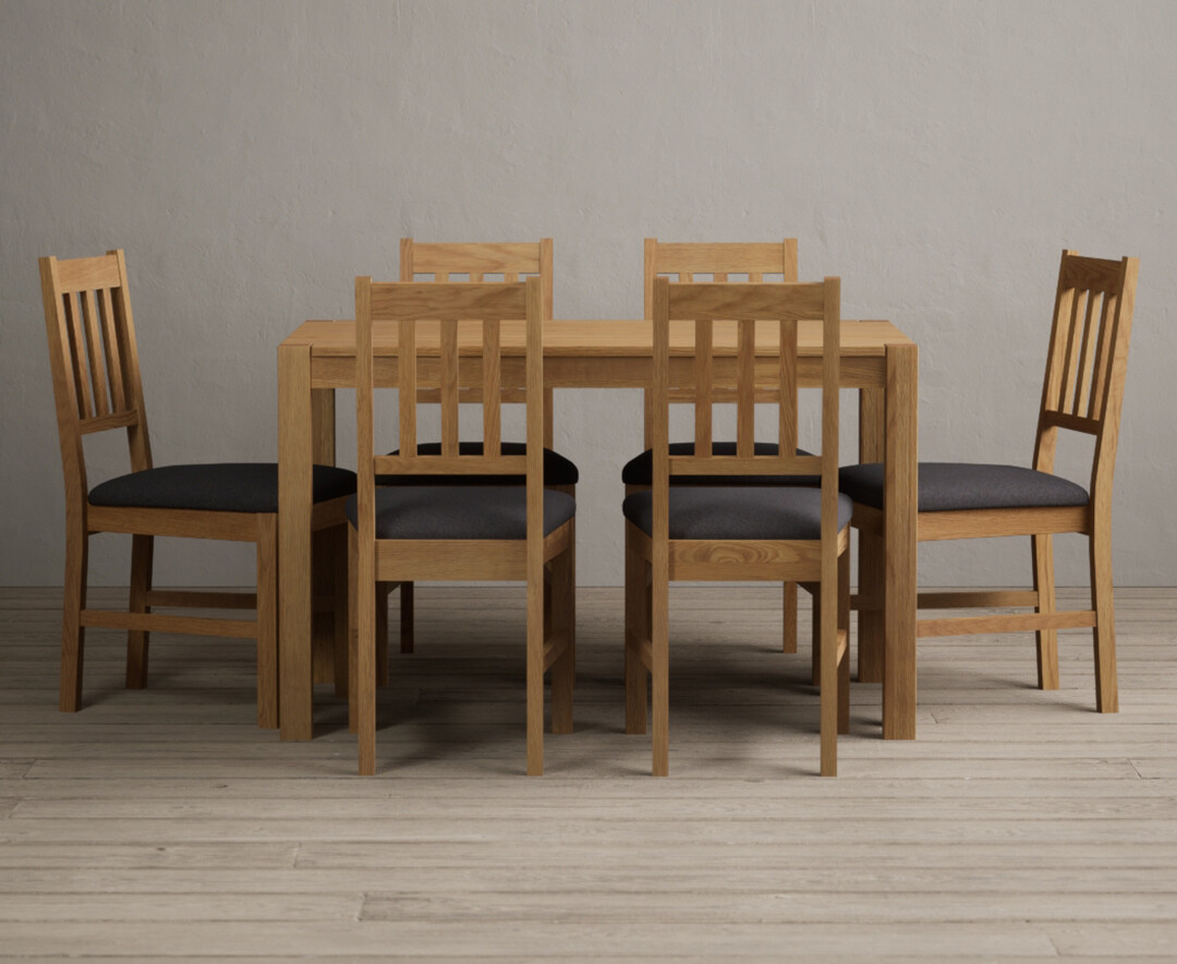 Photo 1 of York 120cm solid oak dining table with 4 charcoal grey york chairs