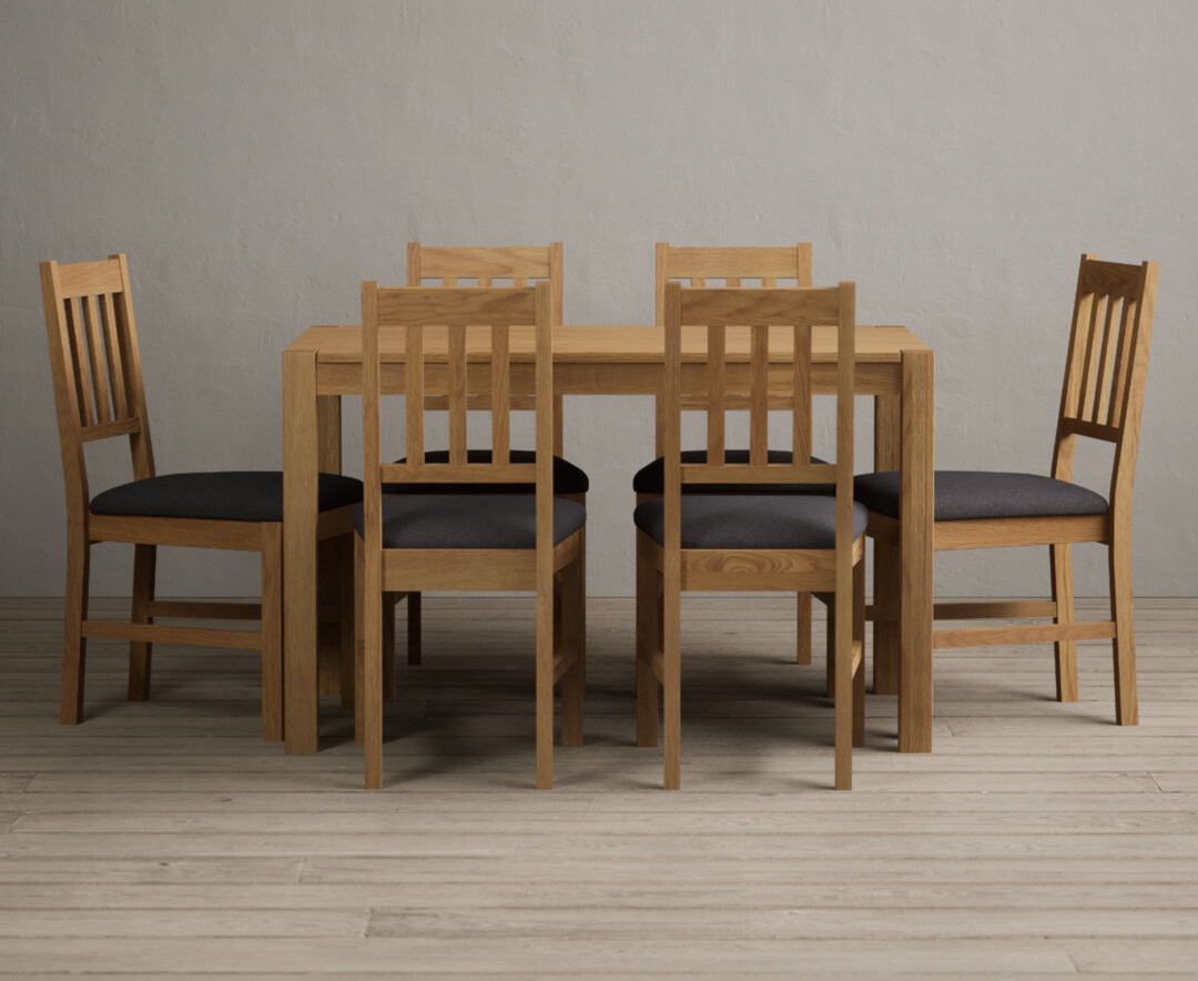 Photo 1 of York 120cm solid oak dining table with 6 blue york chairs