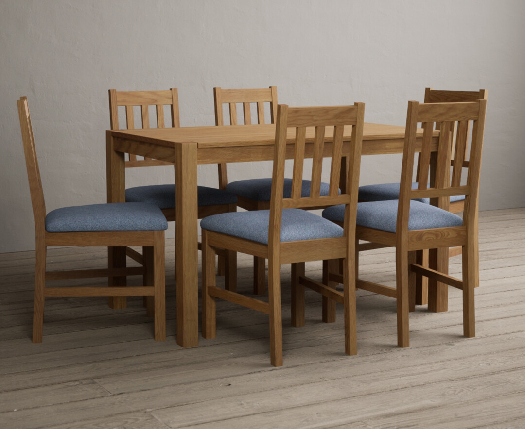 York 120cm Solid Oak Dining Table With 4 Light Grey York Chairs