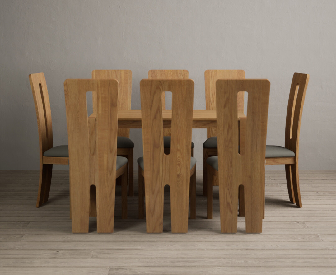 York 120cm Solid Oak Dining Table With 6 Grey Lucca Chairs