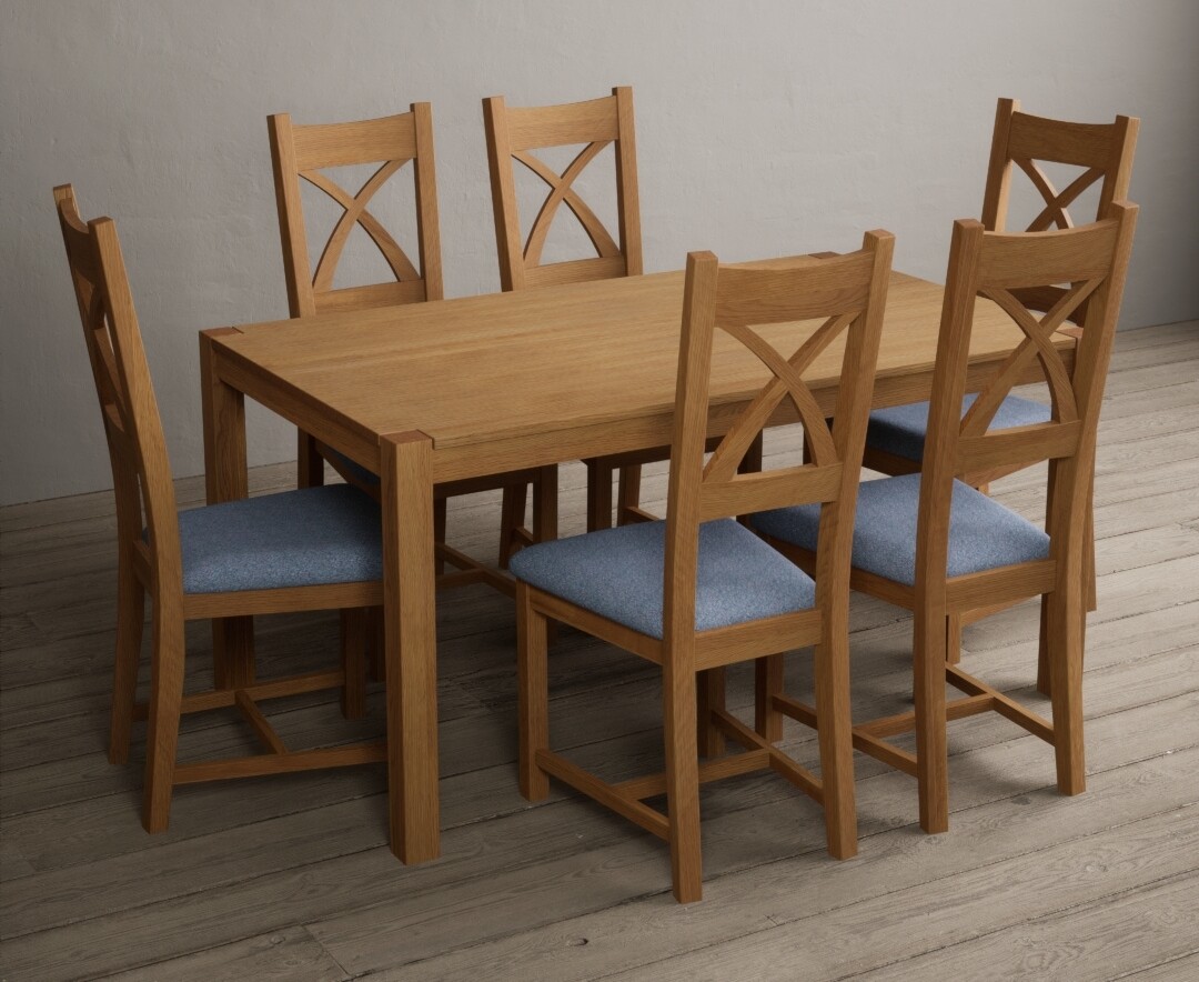 York 120cm Solid Oak Dining Table With 4 Brown Natural Solid Oak Chairs