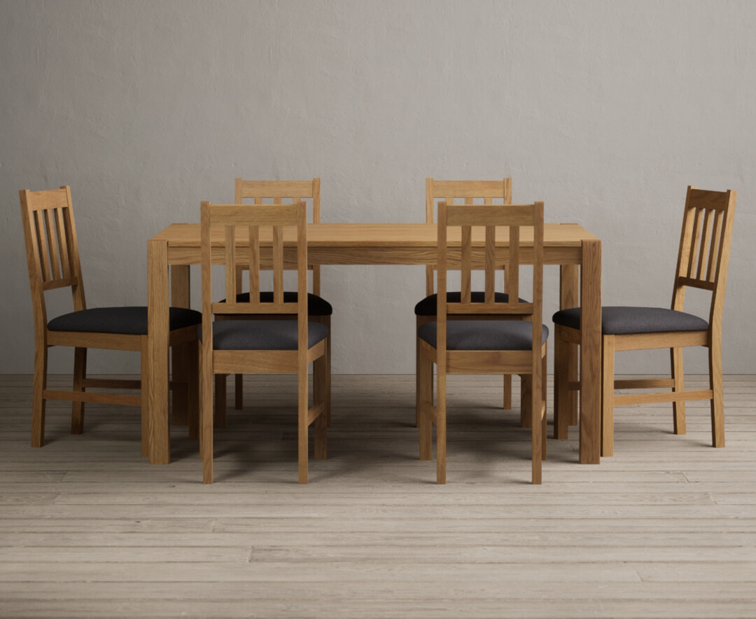 Photo 1 of York 150cm solid oak dining table with 6 light grey york chairs