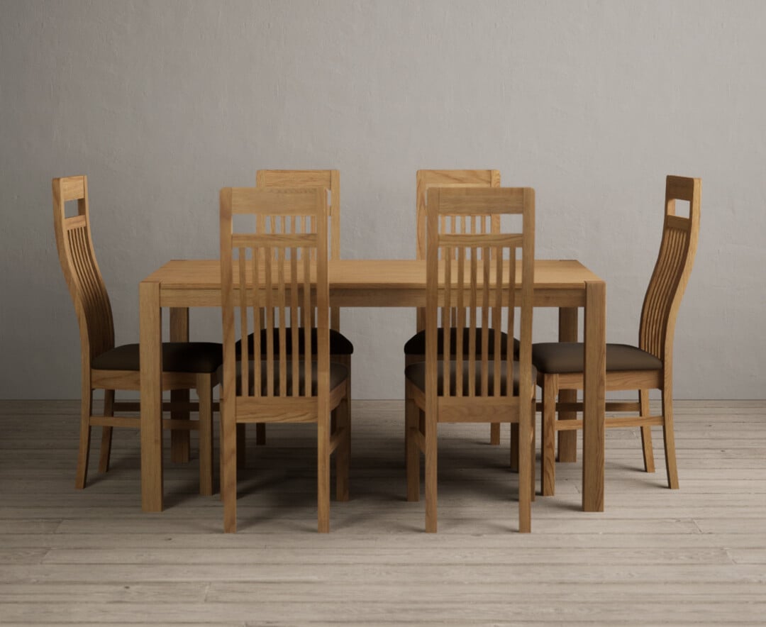 York 150cm Solid Oak Dining Table With 8 Cream Chairs