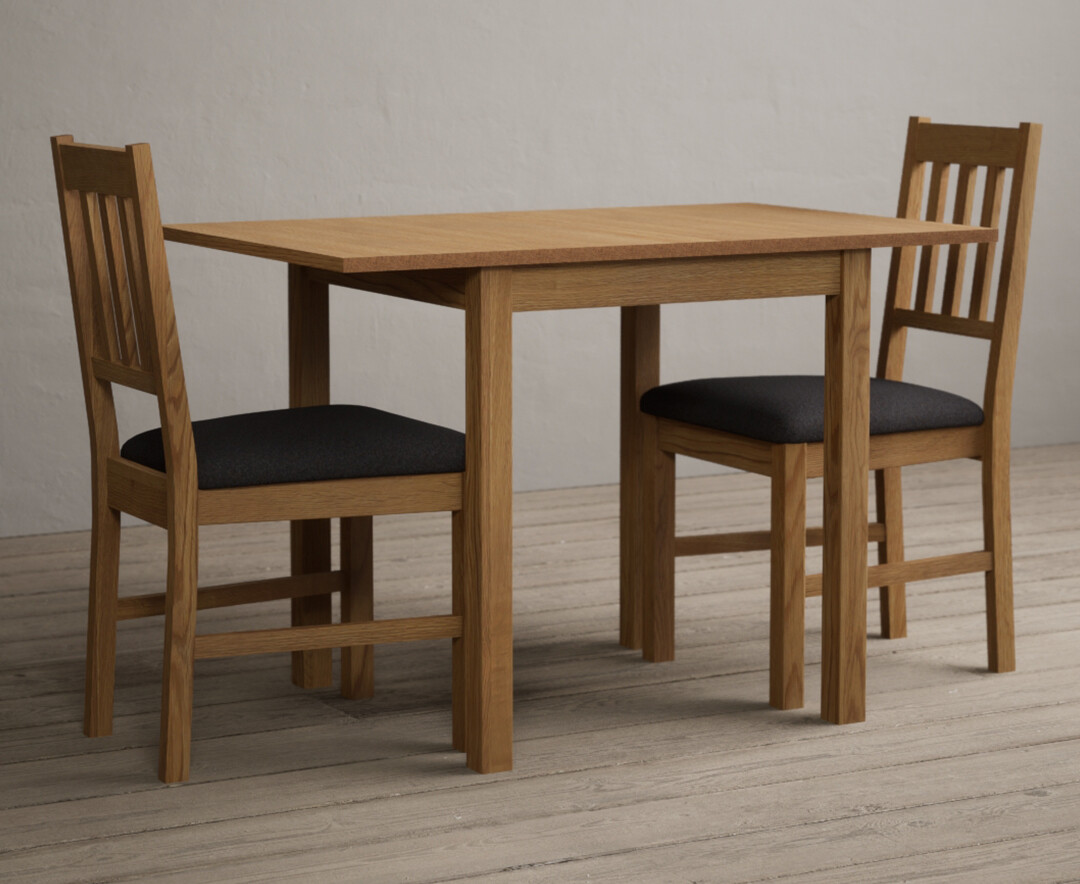 Photo 2 of Extending york 70cm solid oak dining table with 4 linen york chairs