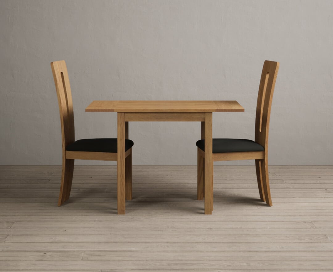 Extending York 70cm Solid Oak Drop Leaf Dining Table With 4 Cream Lucca Chairs
