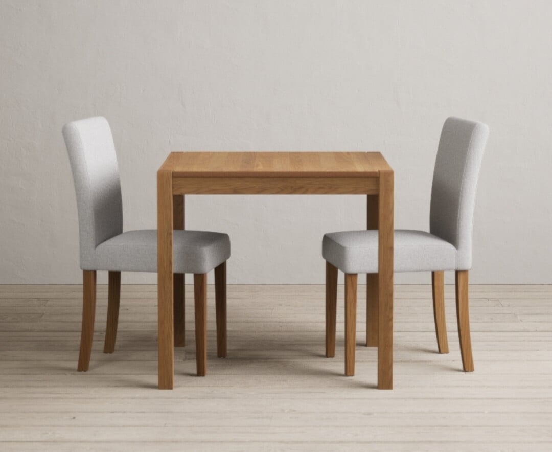 Product photograph of York 80cm Solid Oak Dining Table With 2 Natural Lila Chairs from Oak Furniture Superstore