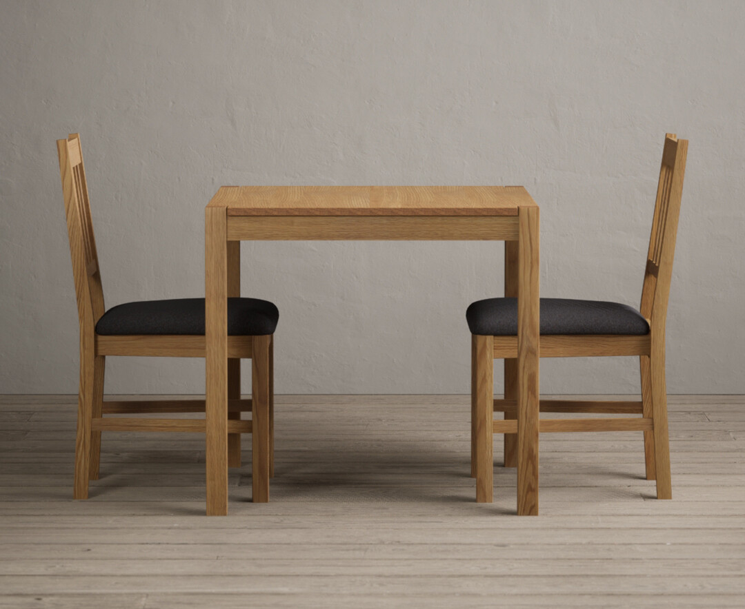 Product photograph of York 80cm Solid Oak Dining Table With 2 Light Grey York Chairs from Oak Furniture Superstore