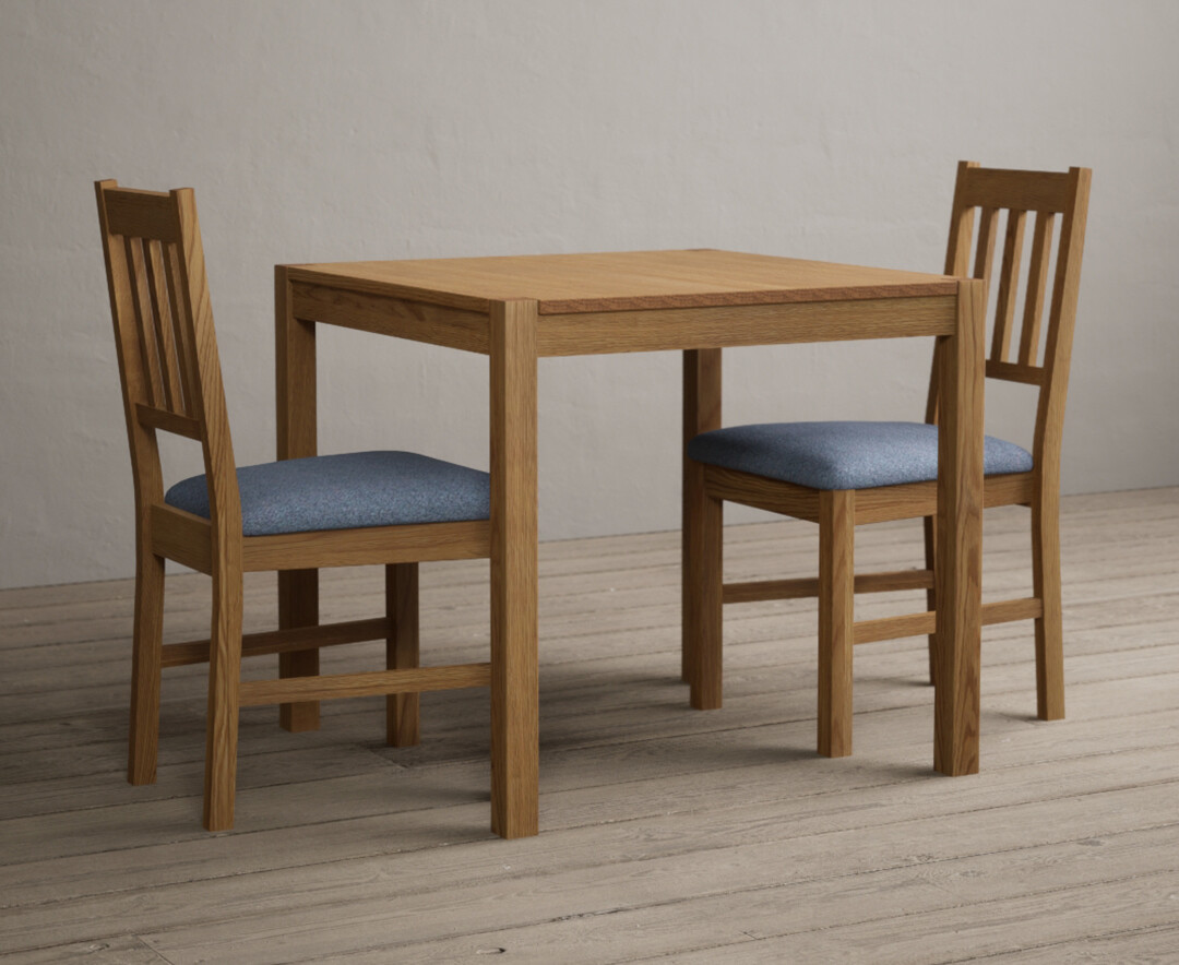 Photo 2 of York 80cm solid oak dining table with 4 blue york chairs