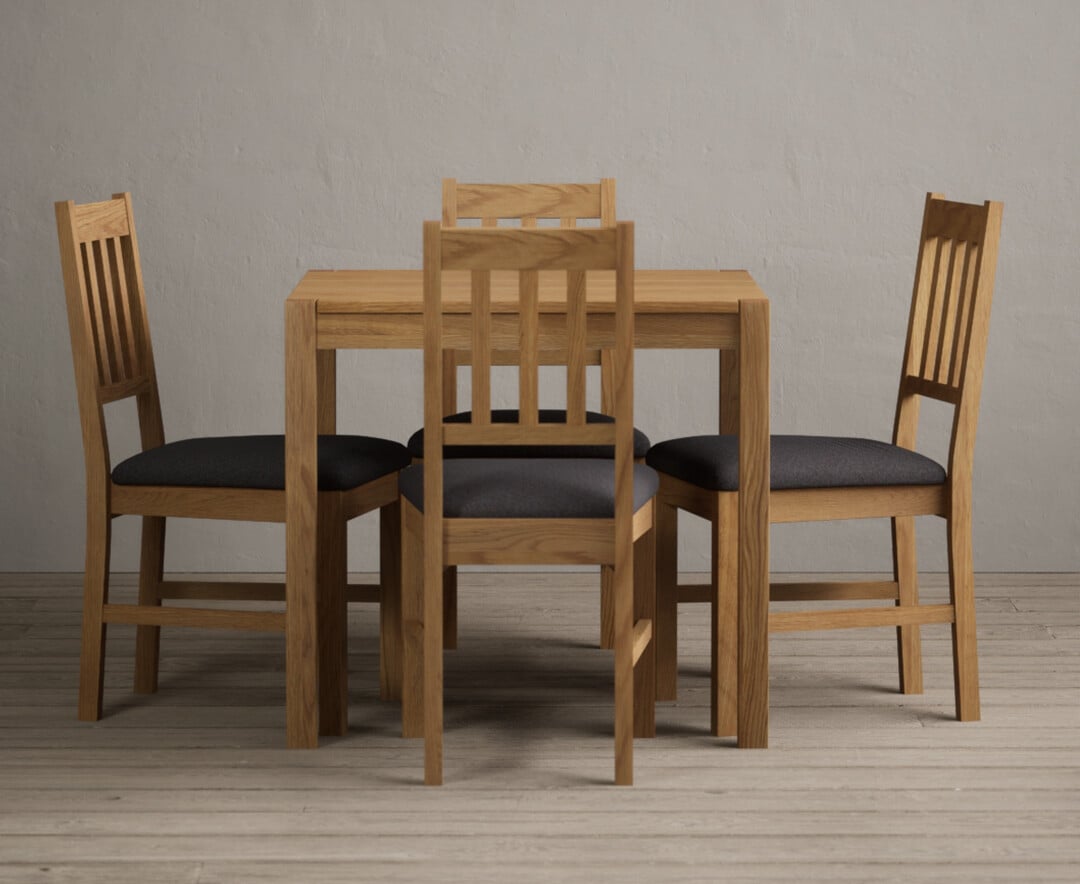 York 80cm Solid Oak Dining Table With 2 Blue York Chairs