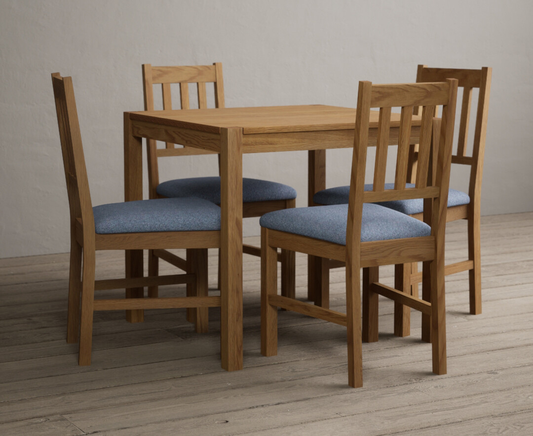 Photo 3 of York 80cm solid oak dining table with 4 blue york chairs