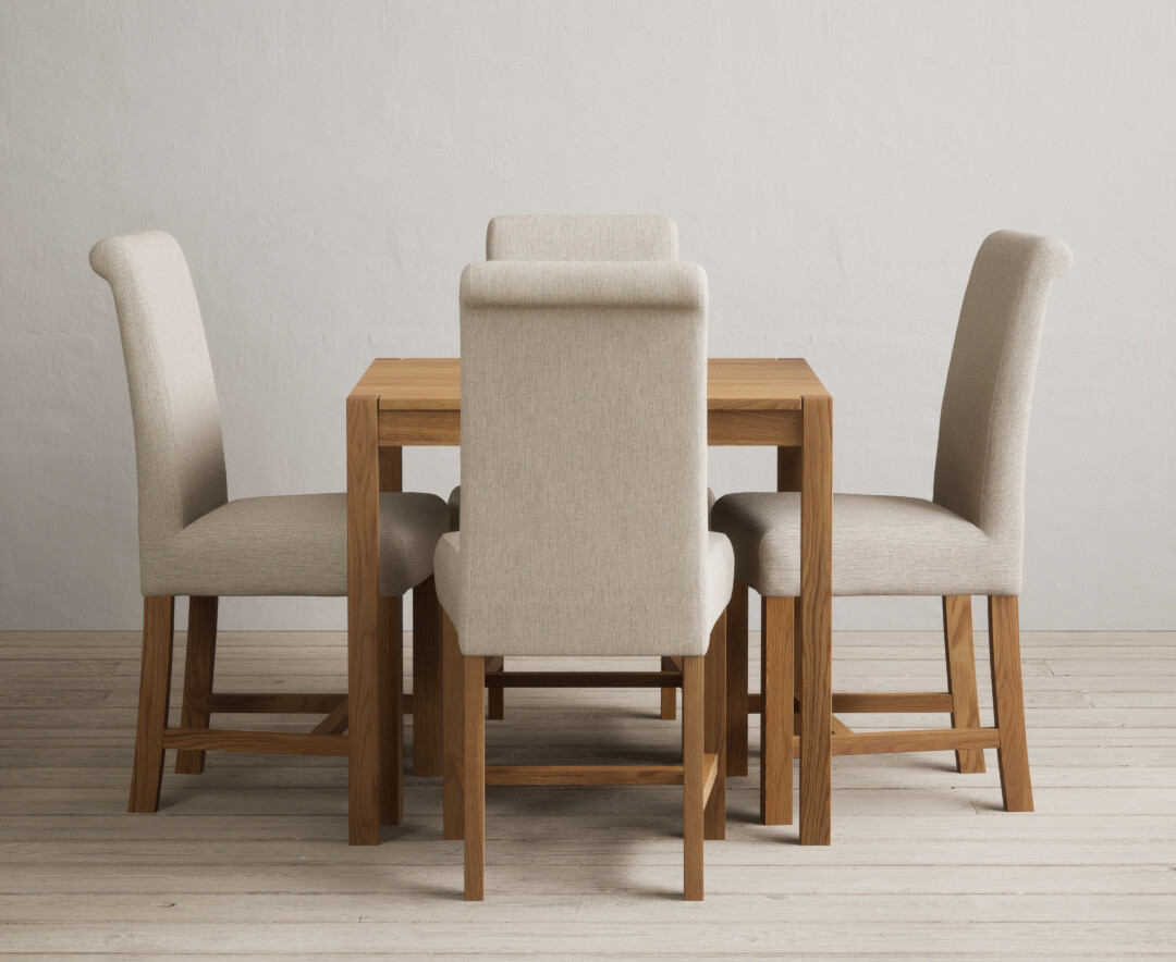 York 80cm Solid Oak Dining Table With 4 Charcoal Grey Chairs