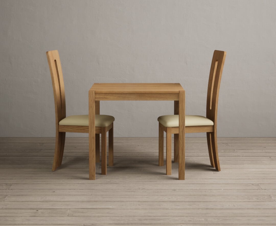 York 80cm Solid Oak Dining Table With 2 Black Lucca Chairs