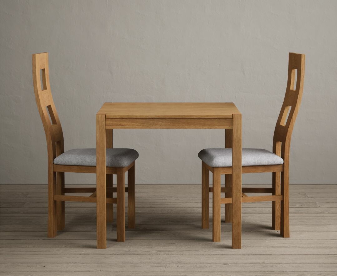 York 80cm Solid Oak Dining Table With 2 Brown Flow Back Chairs