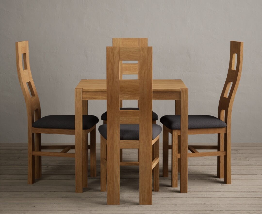 Product photograph of York 80cm Solid Oak Dining Table With 4 Charcoal Grey Flow Back Chairs from Oak Furniture Superstore