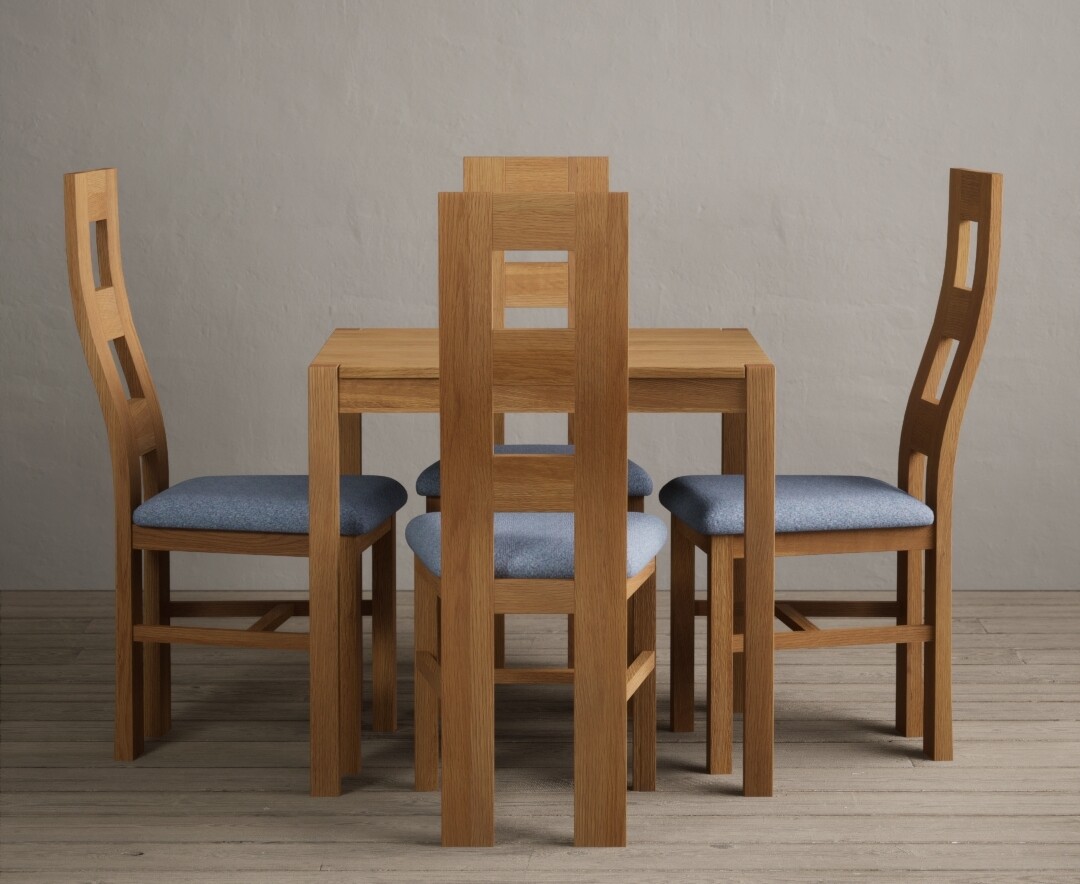 Photo 1 of York 80cm solid oak dining table with 4 brown flow back chairs
