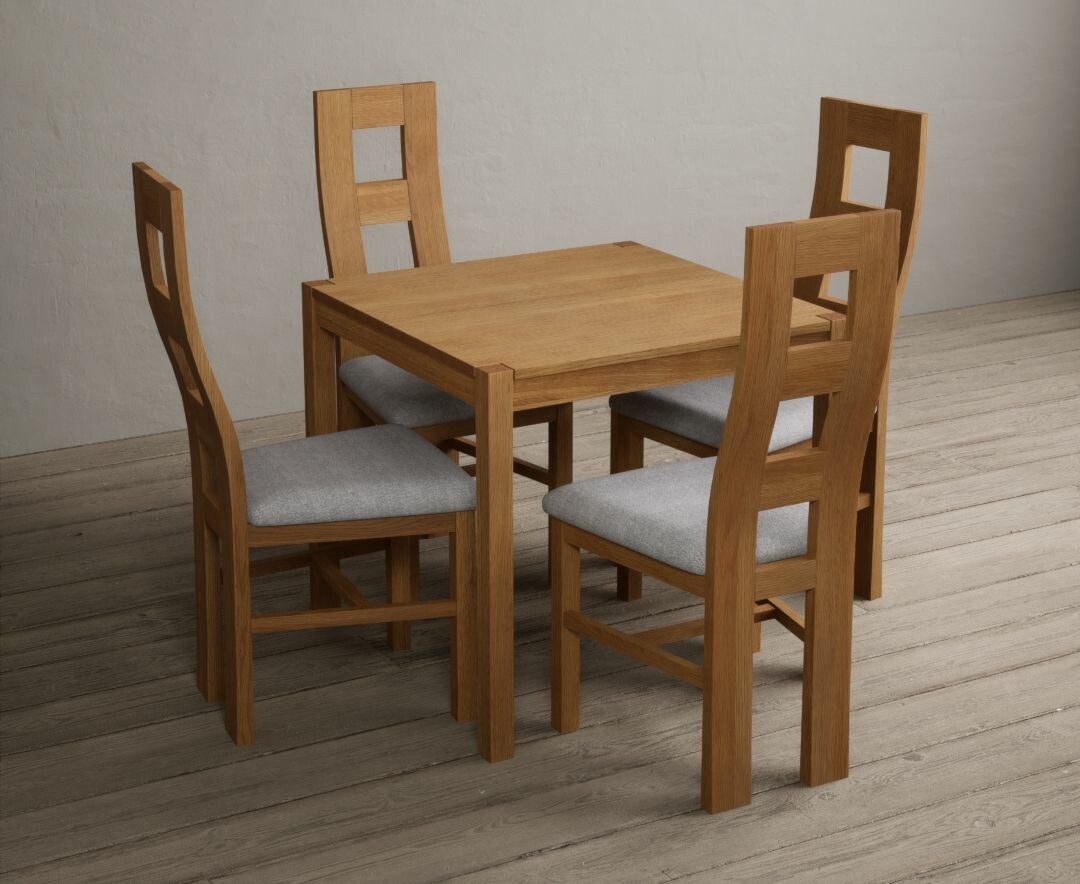Photo 1 of York 80cm solid oak dining table with 2 oak flow back chairs