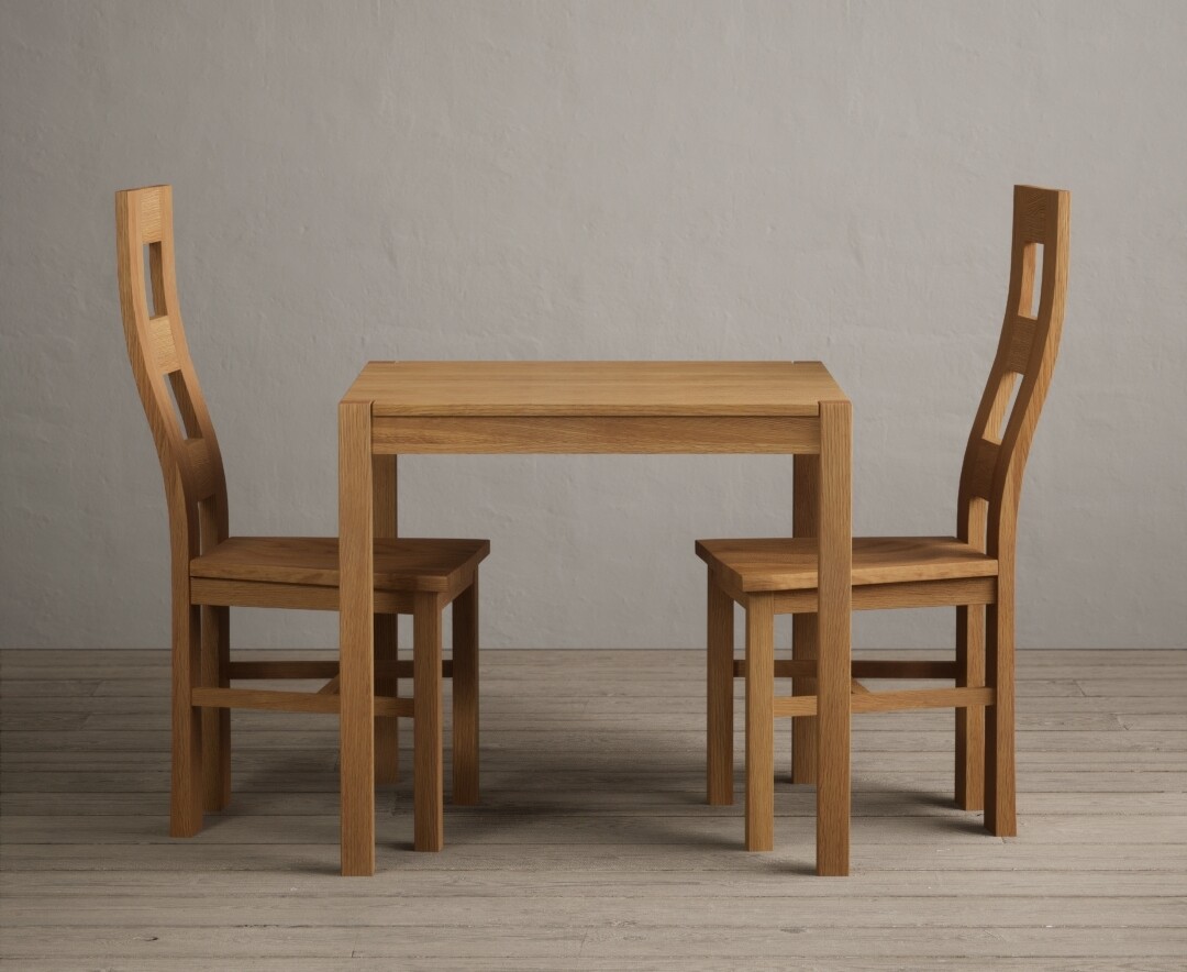 York 80cm Solid Oak Dining Table With 4 Charcoal Grey Natural Chairs