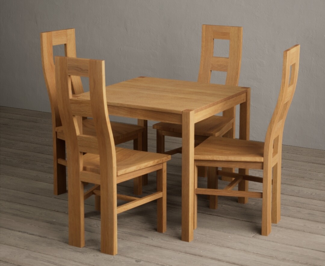 Photo 1 of York 80cm solid oak dining table with 4 oak flow back chairs