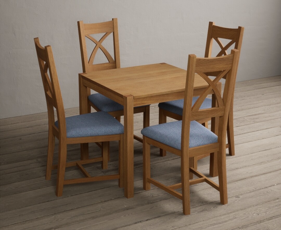 Photo 1 of York 80cm solid oak dining table with 2 oak x back chairs