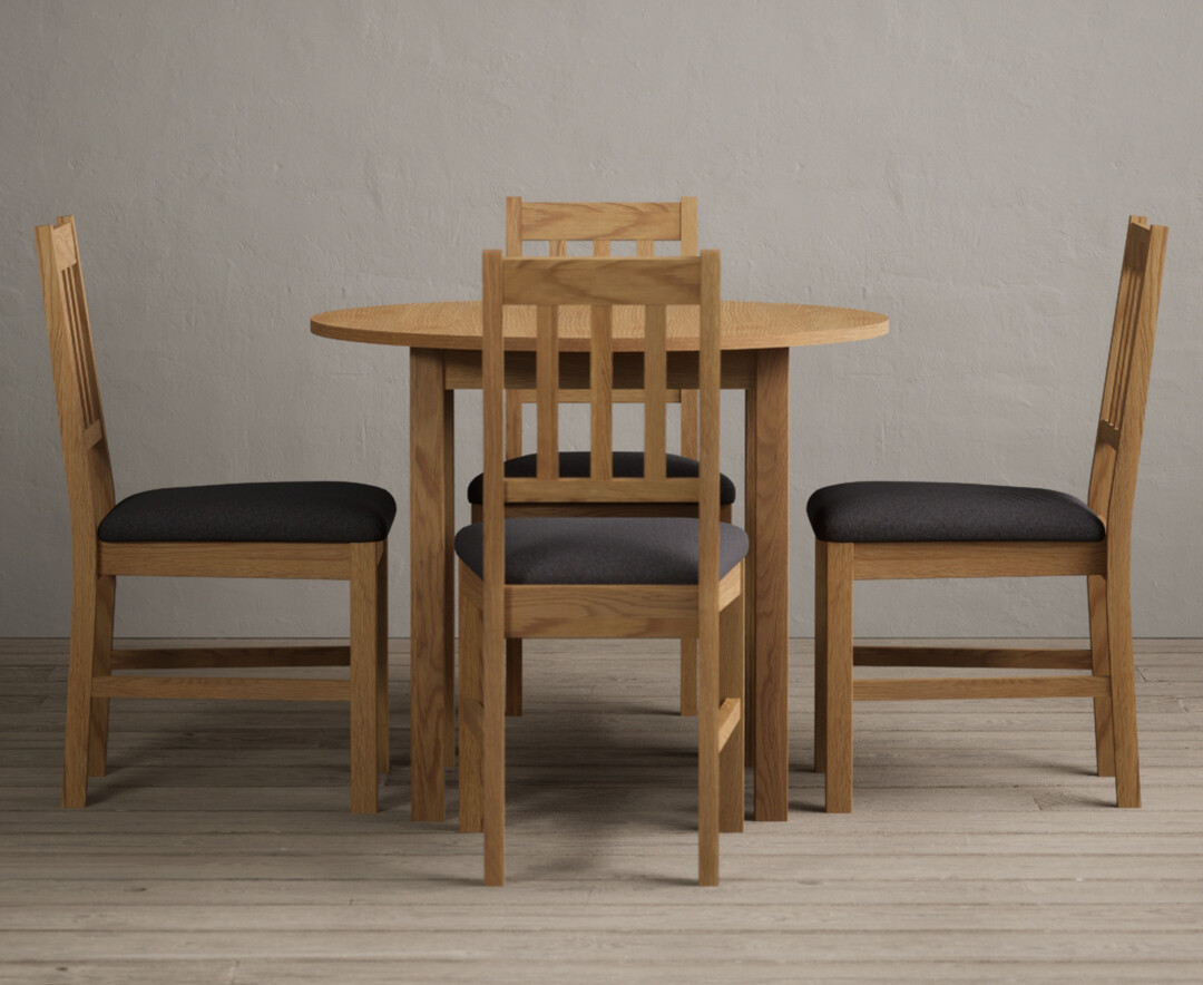 Product photograph of Extending York 90cm Solid Oak Dining Table With 4 Blue York Chairs from Oak Furniture Superstore