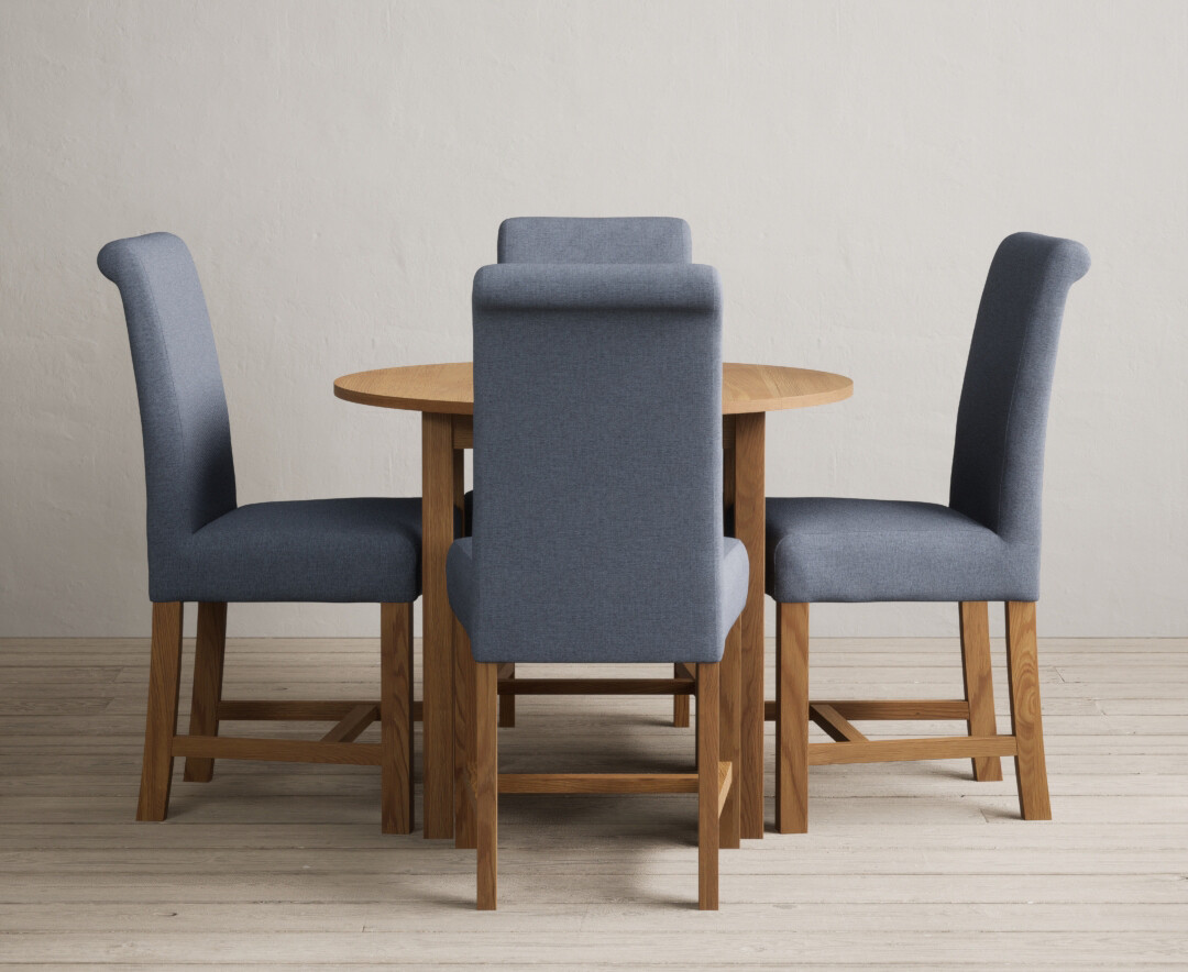 Product photograph of Extending York 90cm Solid Oak Dining Table With 2 Natural Scroll Back Chairs from Oak Furniture Superstore