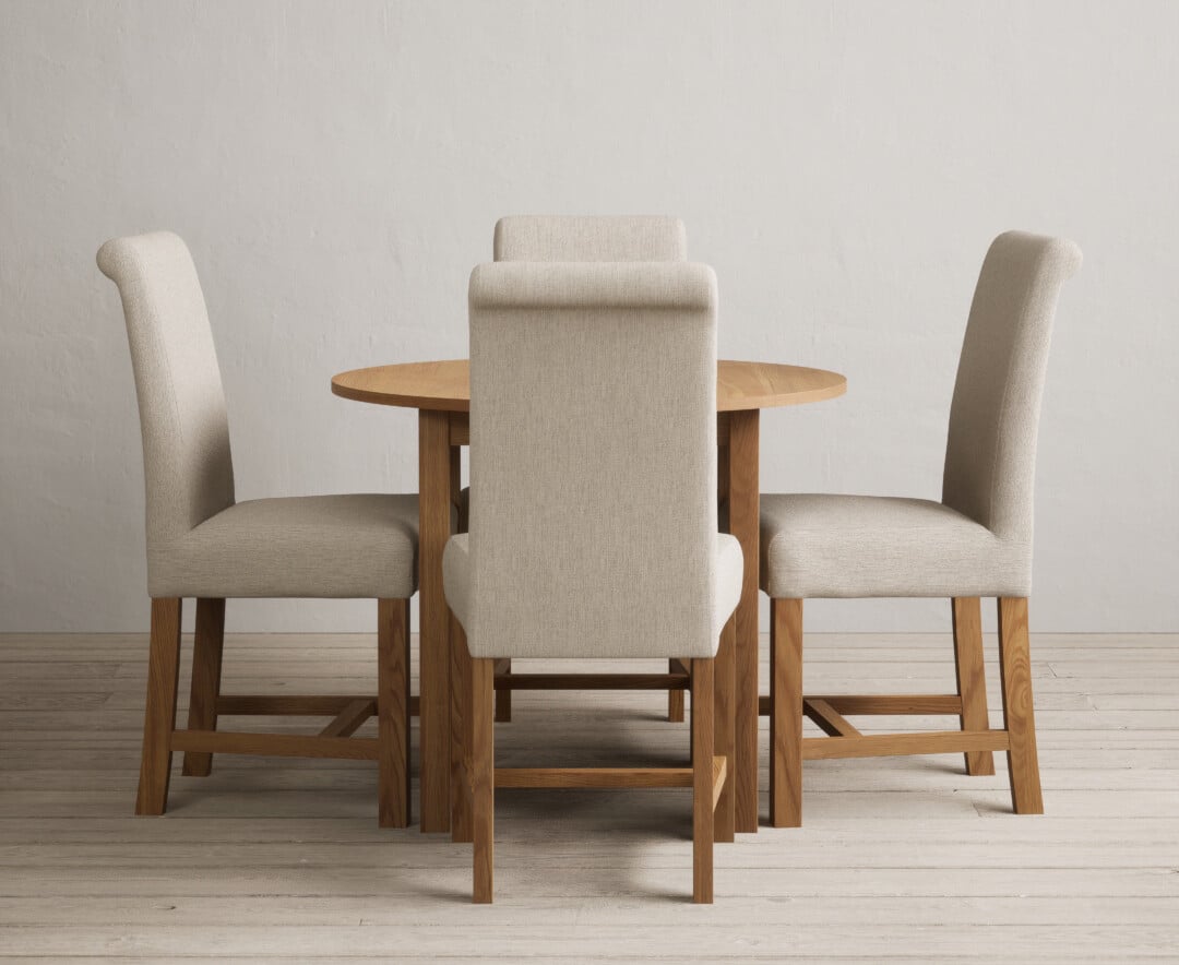 Extending York 90cm Solid Oak Dining Table With 2 Charcoal Grey Chairs