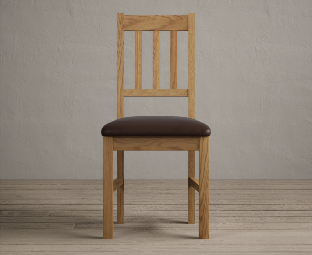 York Solid Oak Dining Chairs With Chocolate Brown Fabric Seat Pad
