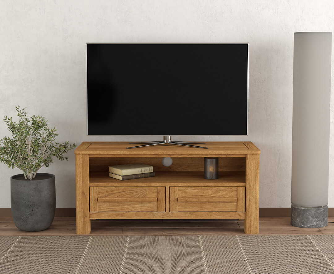 Product photograph of Eclipse Solid Oak Small Tv Cabinet from Oak Furniture Superstore