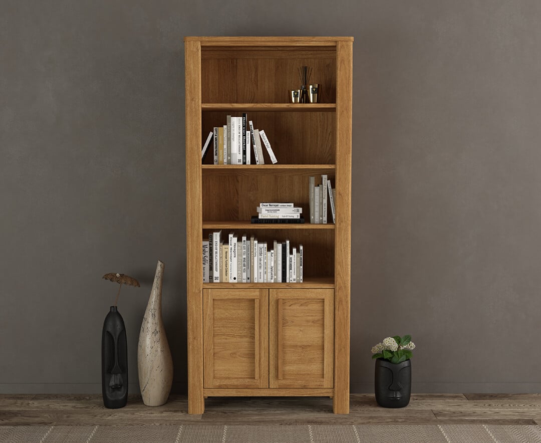 Product photograph of Eclipse Solid Oak Tall Bookcase from Oak Furniture Superstore