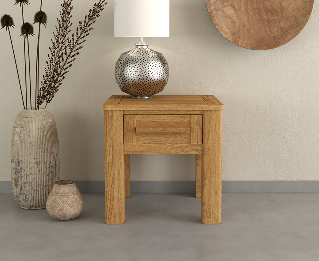 Product photograph of Eclipse Solid Oak Lamp Table from Oak Furniture Superstore