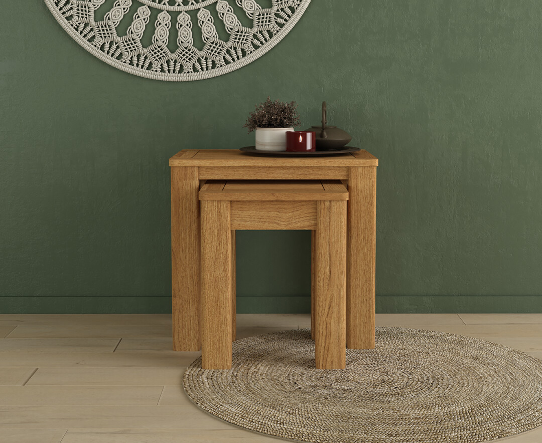 Product photograph of Eclipse Solid Oak Nest Of Tables from Oak Furniture Superstore