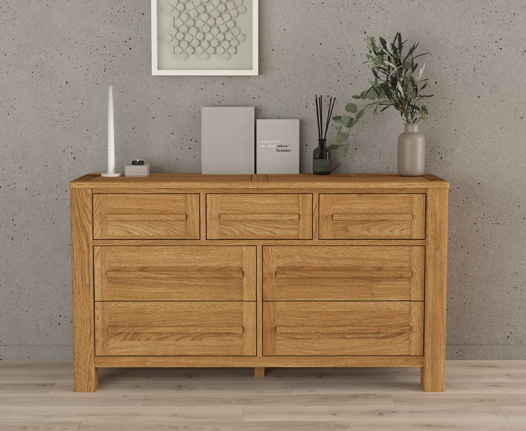 Product photograph of Eclipse Solid Oak Wide Chest Of Drawers from Oak Furniture Superstore
