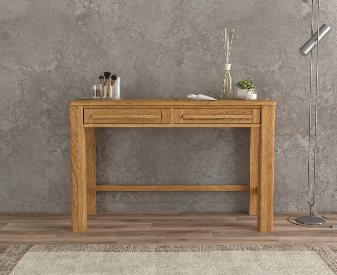 Product photograph of Eclipse Solid Oak Dressing Table Compact Desk from Oak Furniture Superstore