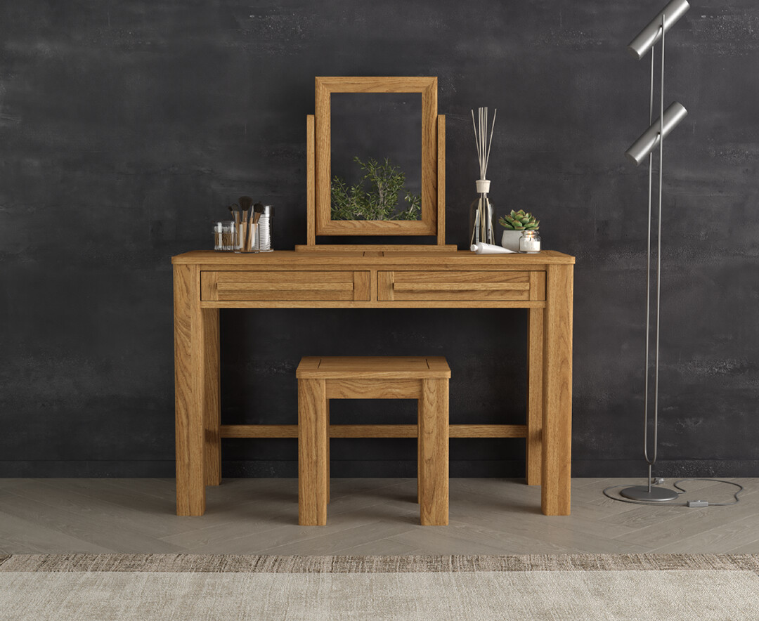 Product photograph of Eclipse Solid Oak Dressing Table Set from Oak Furniture Superstore