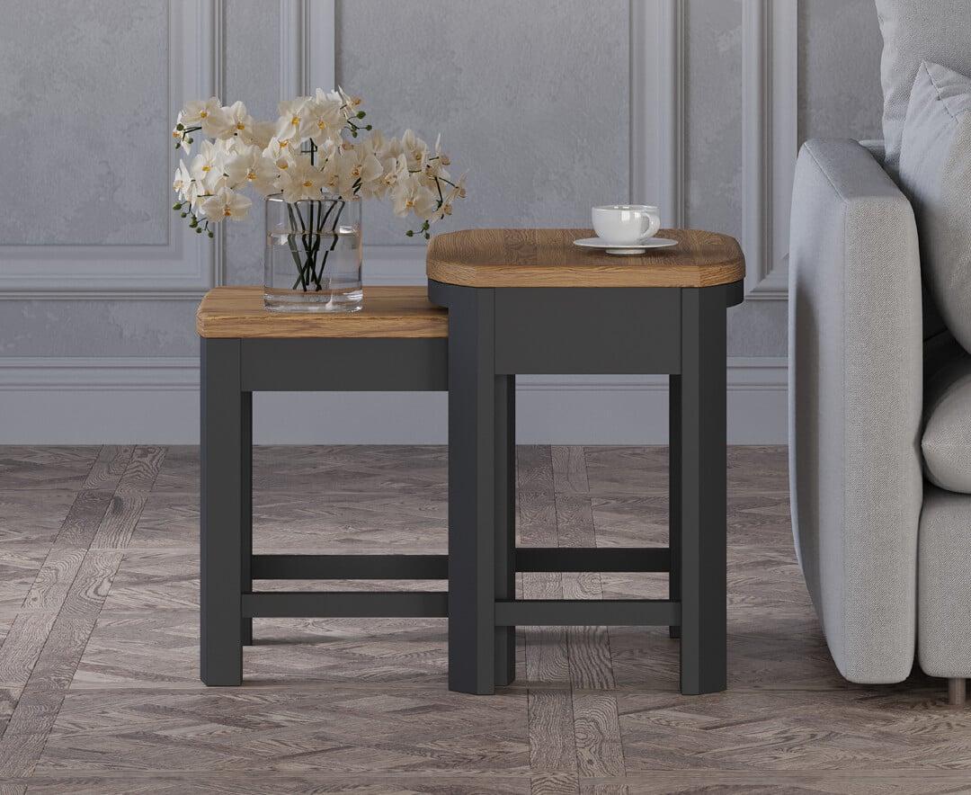Grey oak nest of tables sale