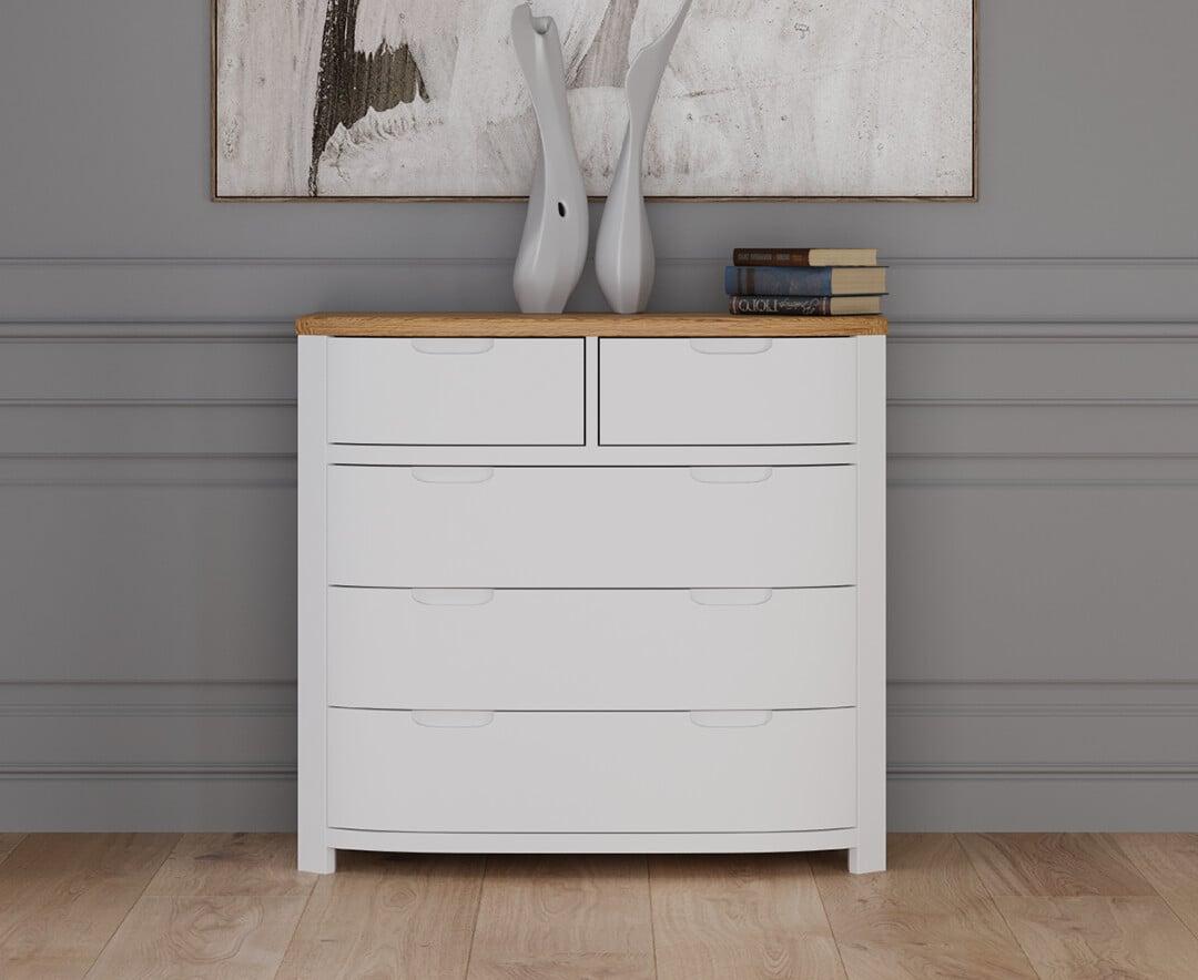 White chest of drawers with wooden top sale