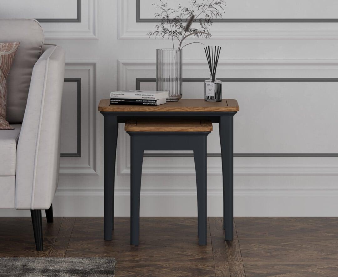 Blue nesting tables sale